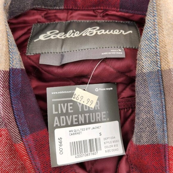 NWT Eddie Bauer Shacket Jacket Men's Small Quilted  Lined Pockets Button Up - Picture 7 of 16